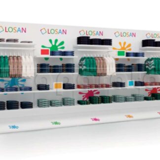 modular display wall with shelves