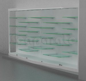 Vitrina curva de cristal para pared