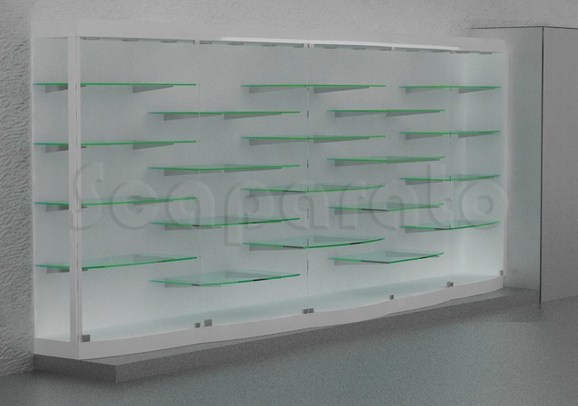 vitrina curva de cristal para pared
