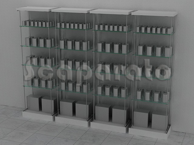 Exhibidor modular con entrepaño
