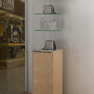 Vitrina de torre de cristal con madera