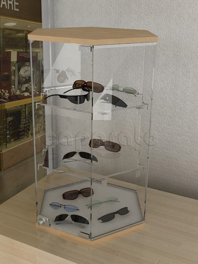 Vitrina hexagonal de mesa