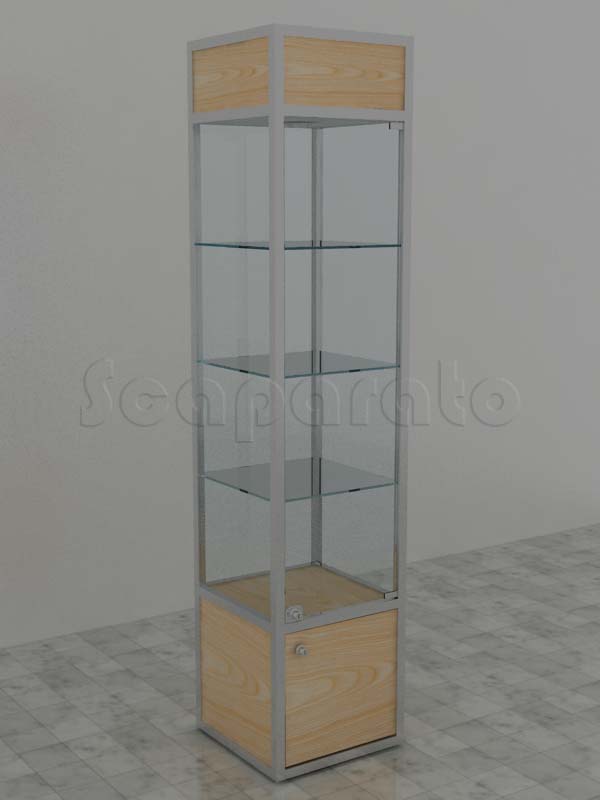Vitrina de torre de aluminio con guardado